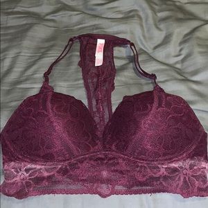 Pink padded bralette in maroon